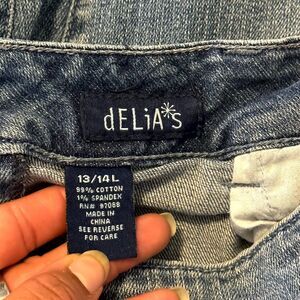 Delia*s Jeans Girls's 13/14 L Blue Denim Cotton‎ Morgan Stretch Low Rise Zip Fly